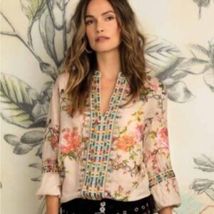 Johnny Was Workshop Embroidered Paris Effortless Floral Top